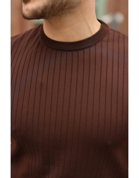 Erkek Fitilli Bisiklet Yaka Triko Tişört