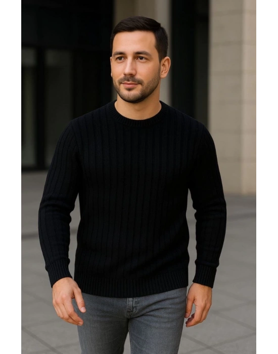 Erkek Fitilli Triko Kazak 4’lü Set – Beyaz, Haki, Bej, Siyah  Kalın Dokuma Pamuklu Regular Fit Bisiklet Yaka Uzun Kollu Kışlık Ve Baharlık Rahat Triko Kombini