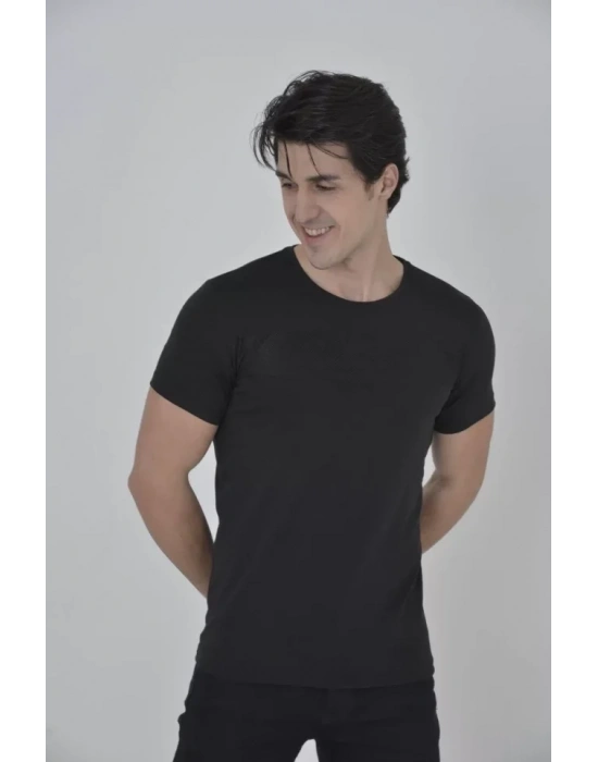 Erkek Gögüs Fileli lim Fit Tshirt  iyah