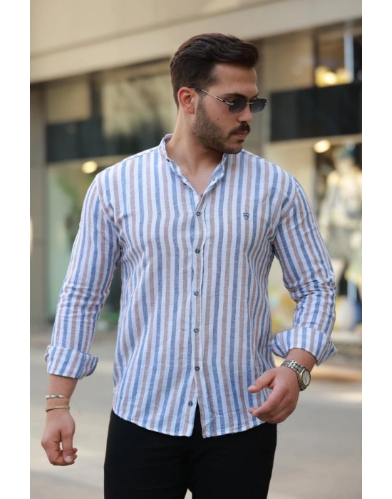 Erkek Hakim Yaka çok Renkli Gömlek