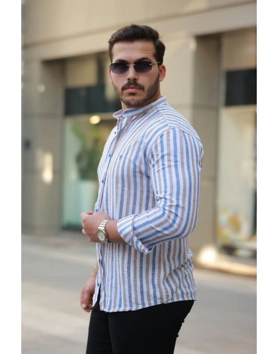 Erkek Hakim Yaka çok Renkli Gömlek