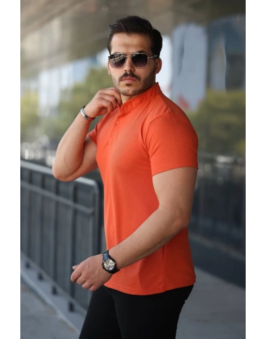 Erkek Hakim Yaka Dokuma Pamuklu Kumaş Kısa Kollu Tişört