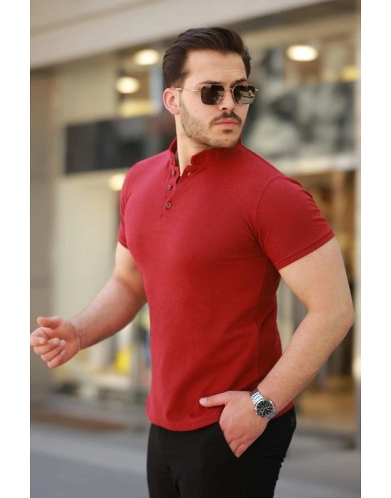 Erkek Hakim Yaka Dokuma Pamuklu Kumaş Kısa Kollu Tshirt