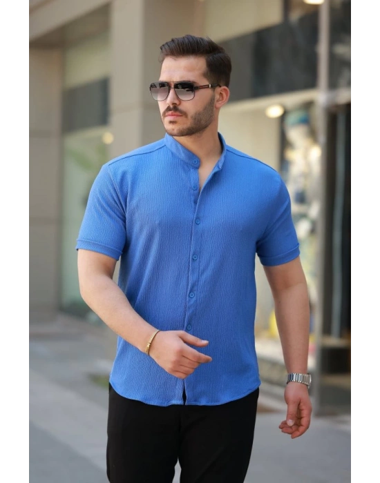Erkek Hakim Yaka Kısa Kollu Gömlek