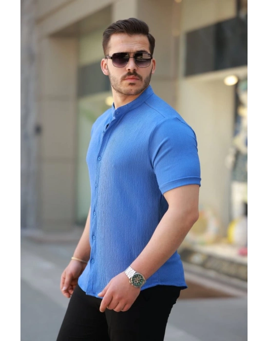 Erkek Hakim Yaka Kısa Kollu Gömlek