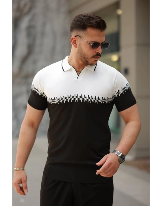 Erkek Hemşire Yaka çift Renk Kısa Kollu Tişört