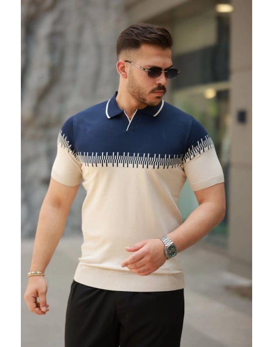 Erkek Hemşire Yaka çift Renk Kısa Kollu Tişört