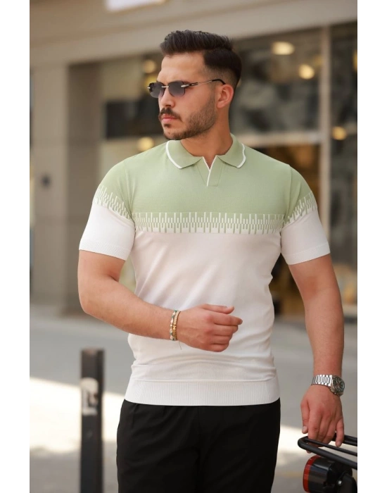 Erkek Hemşire Yaka çift Renk Kısa Kollu Tişört