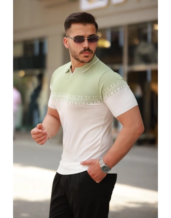 Erkek Hemşire Yaka çift Renk Kısa Kollu Tişört