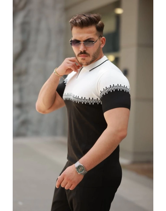 Erkek Hemşire Yaka çift Renk Kısa Kollu Tişört