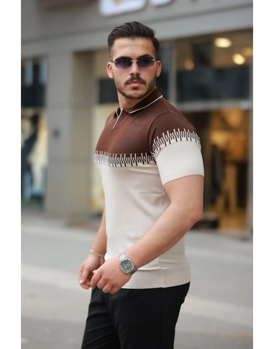 Erkek Hemşire Yaka çift Renk Kısa Kollu Tişört