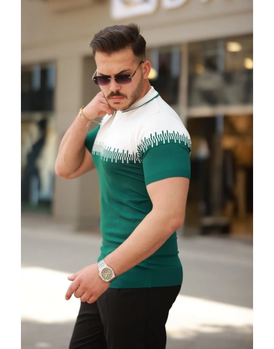 Erkek Hemşire Yaka çift Renk Kısa Kollu Tişört