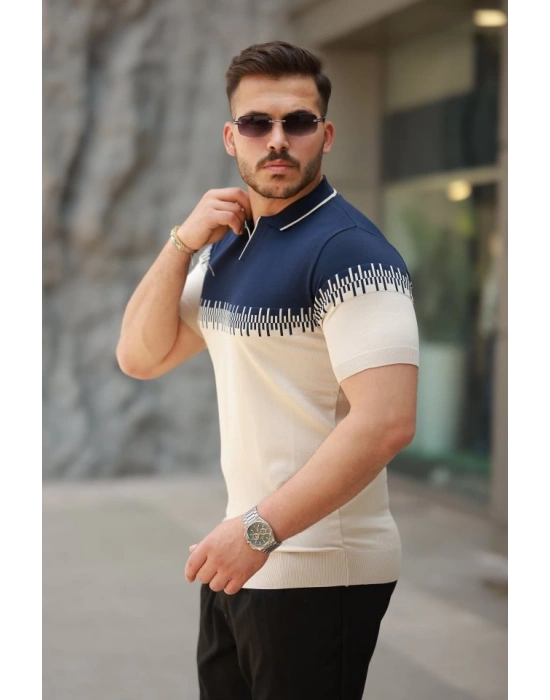 Erkek Hemşire Yaka çift Renk Kısa Kollu Tişört