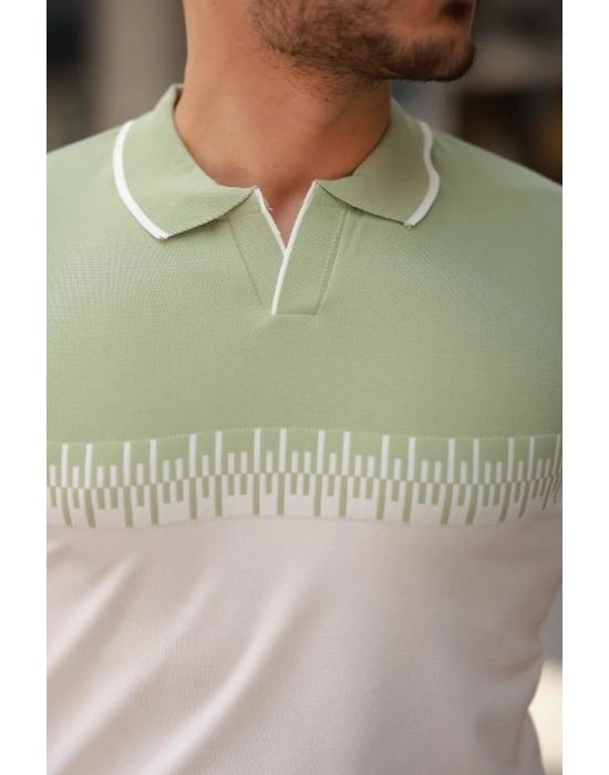 Erkek Hemşire Yaka çift Renk Kısa Kollu Tişört