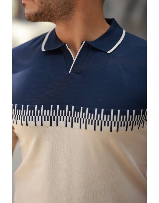 Erkek Hemşire Yaka çift Renk Kısa Kollu Tişört