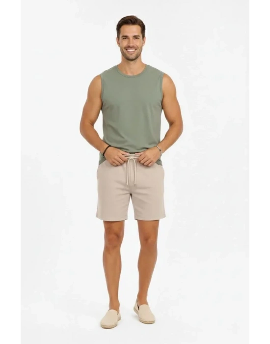 Erkek ıfır Kolsuz Atlet Bisiklet Yaka Oversize Basic por Üst, Günlük Ve Fitness Kullanımına Uygun  int Yeşili