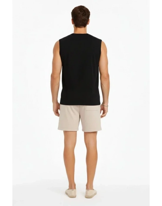 Erkek ıfır Kolsuz Atlet Bisiklet Yaka Oversize Basic por Üst, Günlük Ve Fitness Kullanımına Uygun  iyah