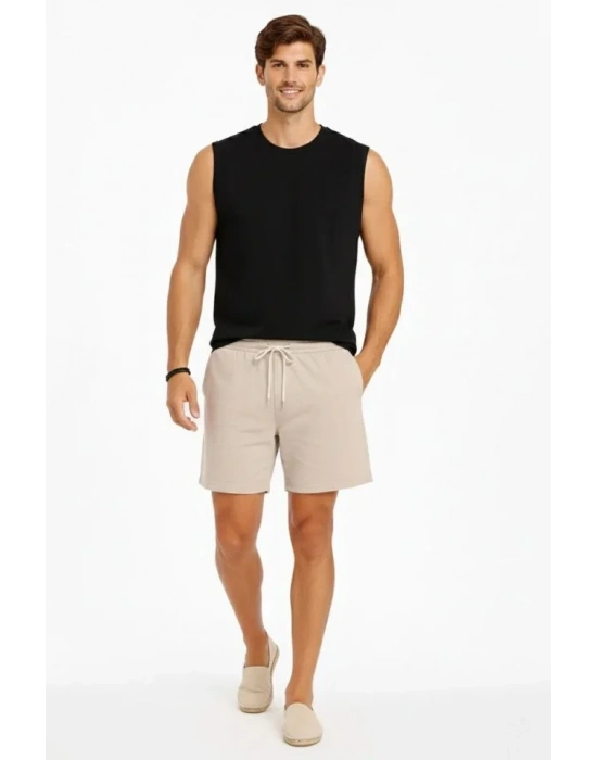 Erkek ıfır Kolsuz Atlet Bisiklet Yaka Oversize Basic por Üst, Günlük Ve Fitness Kullanımına Uygun  iyah