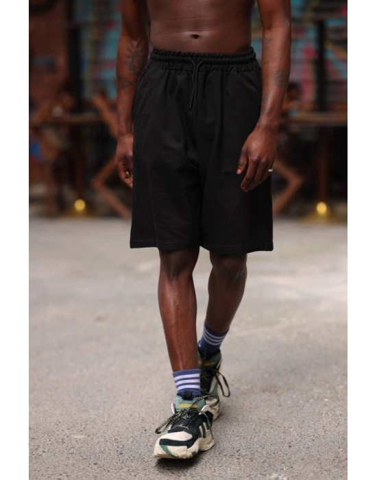 Erkek İki İplik Cepli Şort  iyah