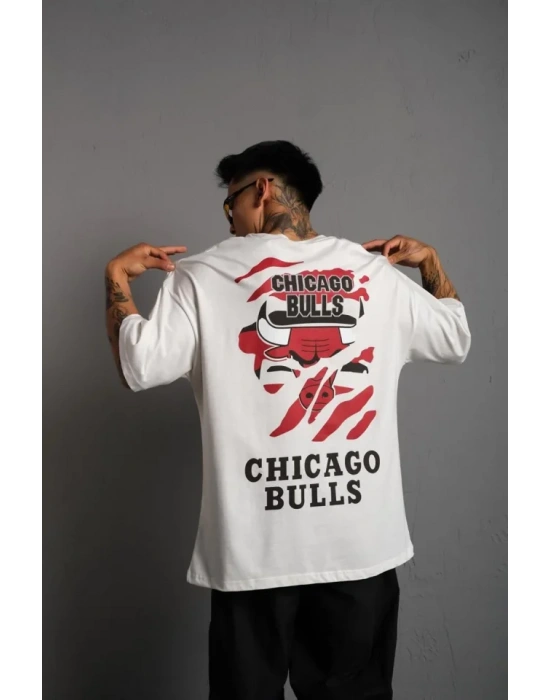 Erkek ırt Baskılı A Kalite Oversize Tshirt  Beyaz