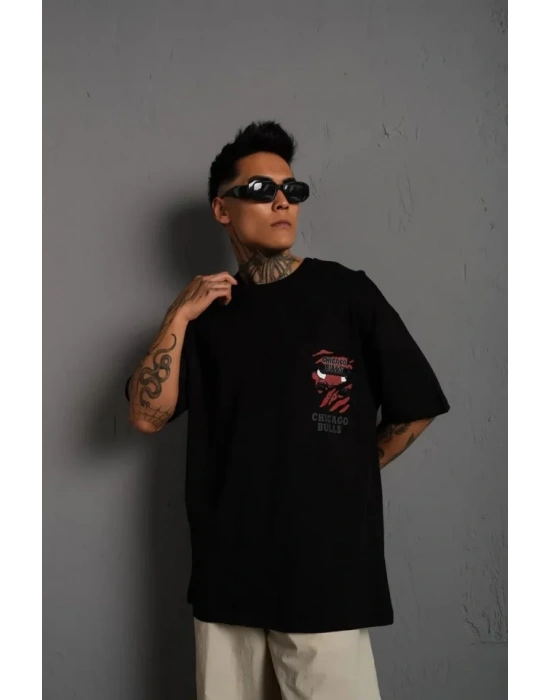 Erkek ırt Baskılı A Kalite Oversize Tshirt  iyah