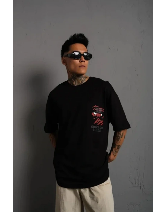 Erkek ırt Baskılı A Kalite Oversize Tshirt  iyah