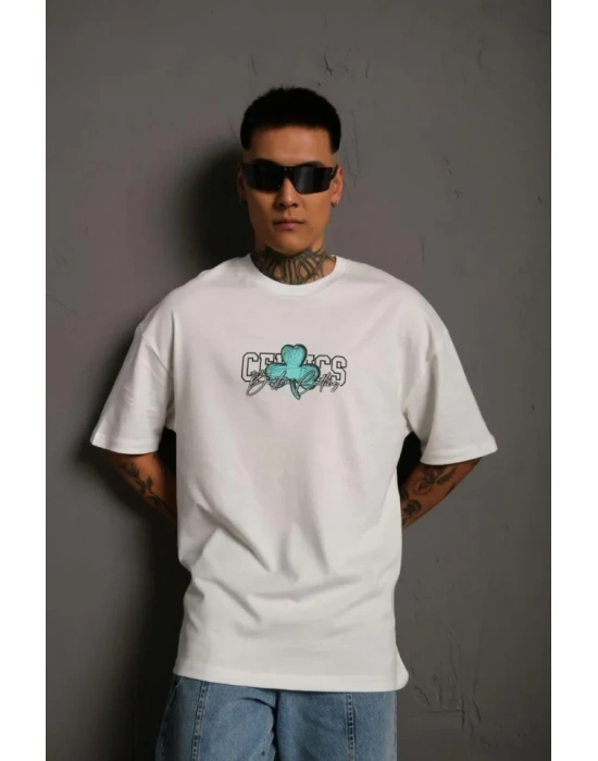 Erkek ırt Baskılı Tshirt  Beyaz