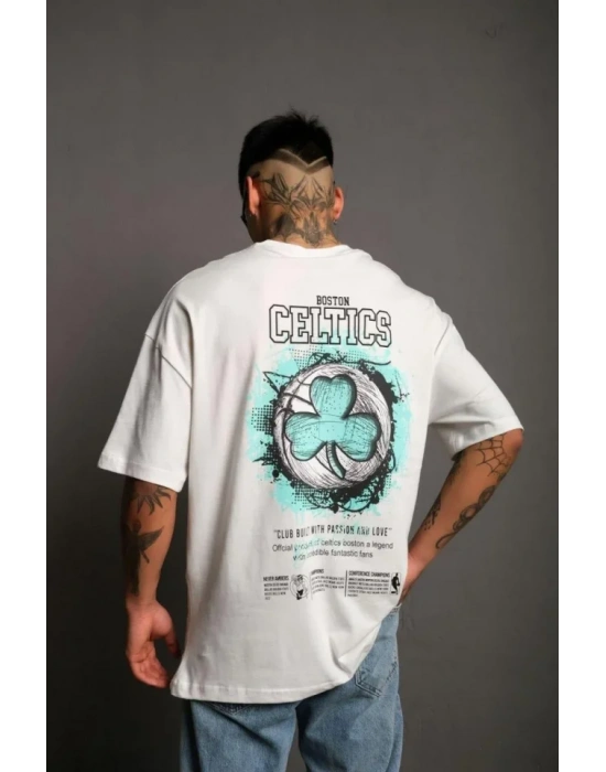 Erkek ırt Baskılı Tshirt  Beyaz