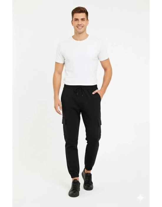 Erkek iyah Jogger Eşofman Altı Rahat Kalıp, Kargo Cepli, astikli Paça, Günlük por Pantolon  iyah