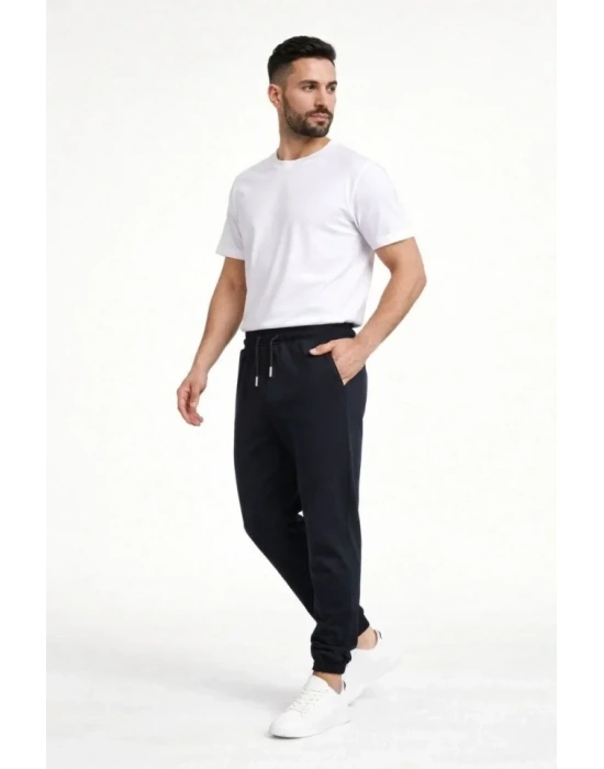Erkek Jogger Eşofman Altı Rahat Kalıp, Cepli, astikli Paça, Günlük por Pantolon  iyah