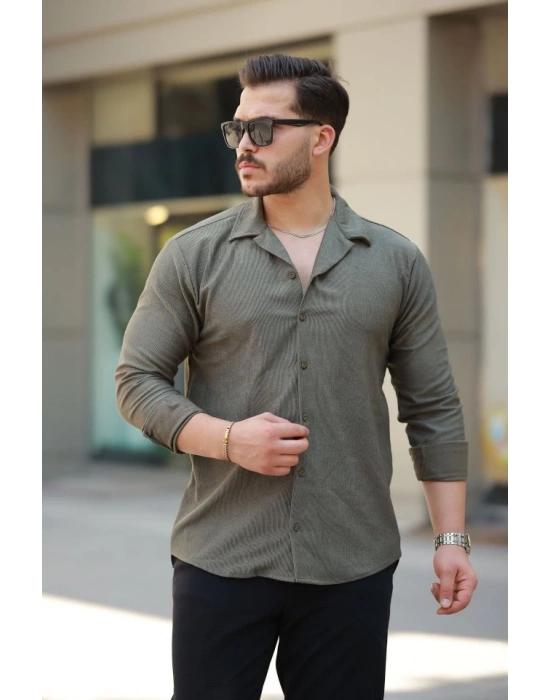 Erkek Kadife Dokulu Uzun Kollu Gömlek