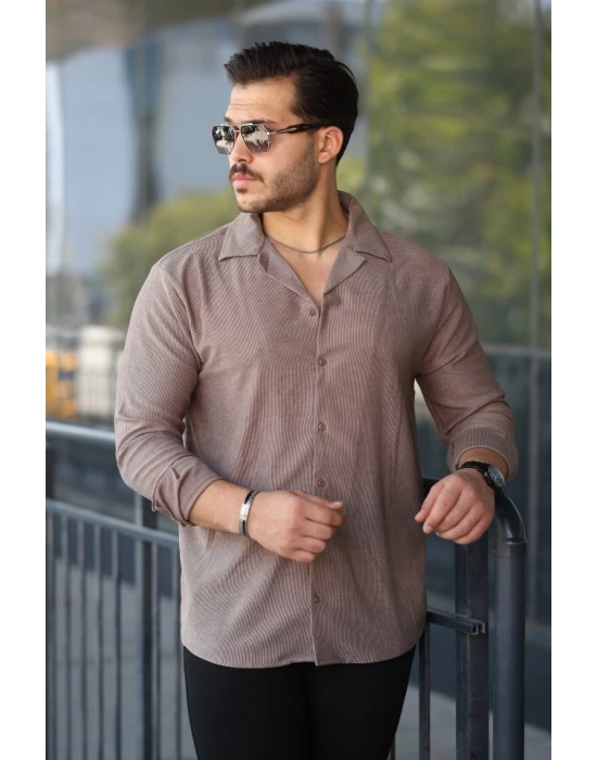 Erkek Kadife Dokulu Uzun Kollu Gömlek