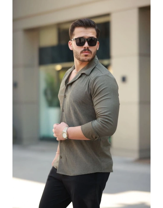 Erkek Kadife Dokulu Uzun Kollu Gömlek