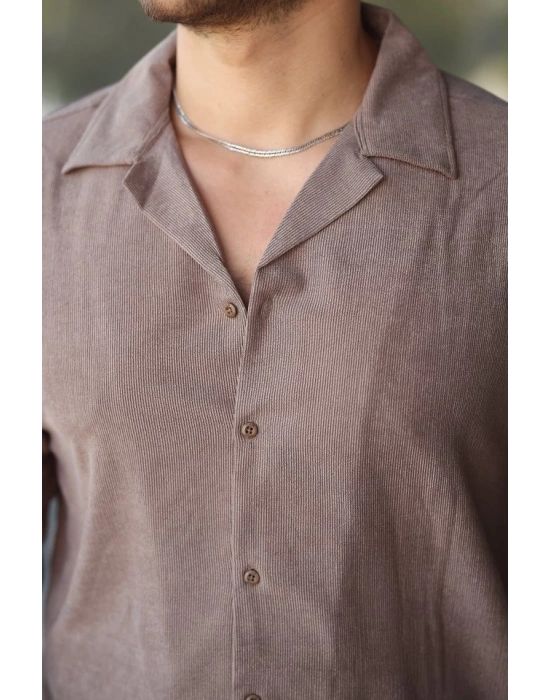 Erkek Kadife Dokulu Uzun Kollu Gömlek