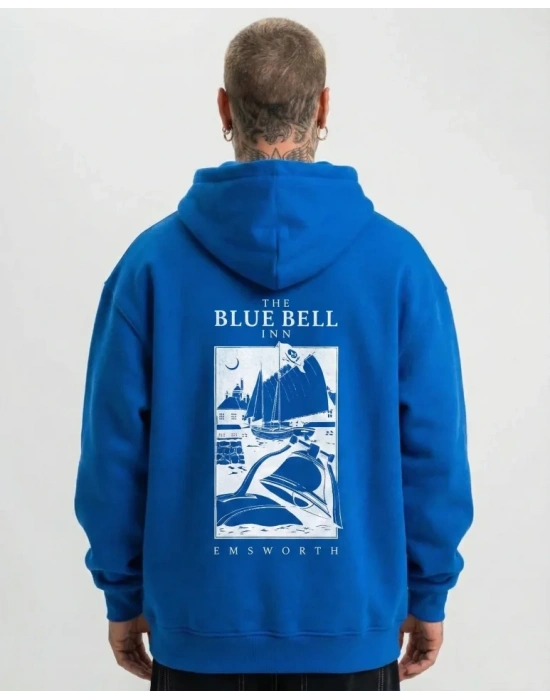 Erkek Kapüşonlu Double Oversize Üç İplik Pamuklu Deniz Yelken Baskılı Kanguru  aks avisi