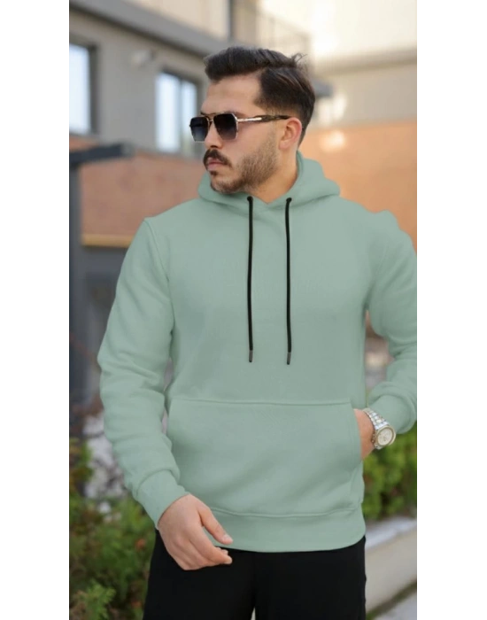 Erkek Kapüşonlu Üç İplik Şardonlu Hoodie