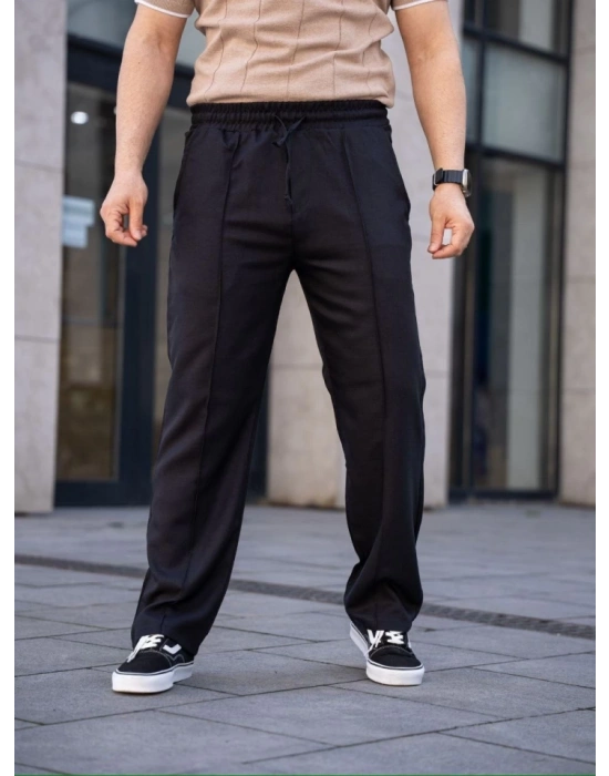 Erkek Keten Cepli Çıma Dikişli Jogger Buggy Pantalon Rahat Kalıp  iyah