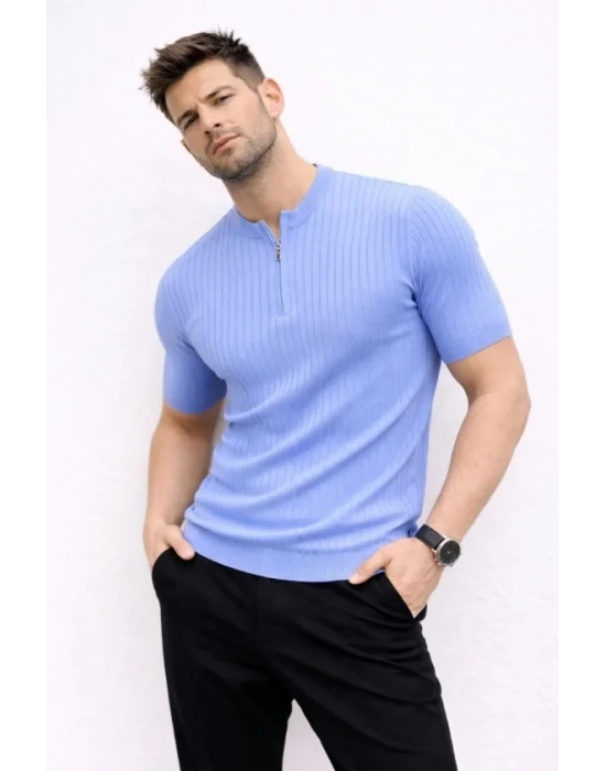 Erkek Kısa Kol Fitilli Triko Thirt Yazlık Hakim Yaka Tişört  Bebek avisi