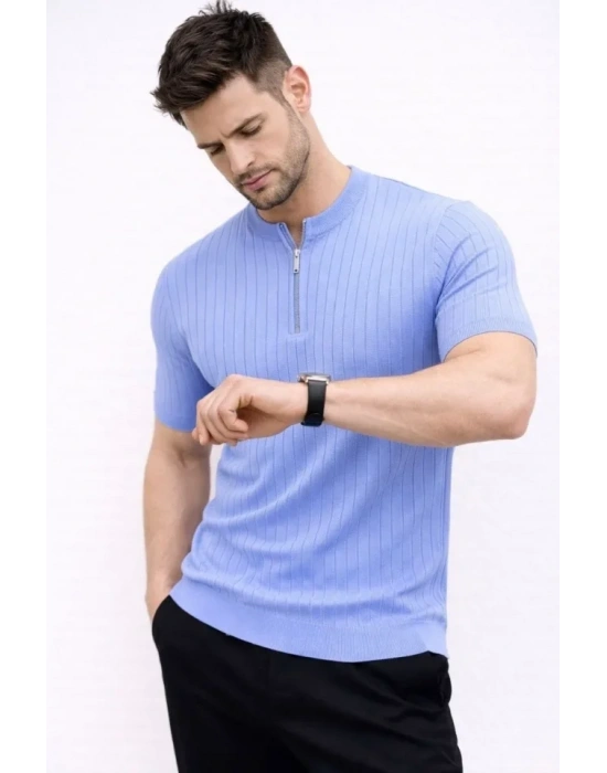 Erkek Kısa Kol Fitilli Triko Thirt Yazlık Hakim Yaka Tişört  Bebek avisi