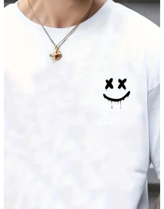 Erkek Kısa Kollu Bisiklet Yaka Baskılı Süprem Tişört