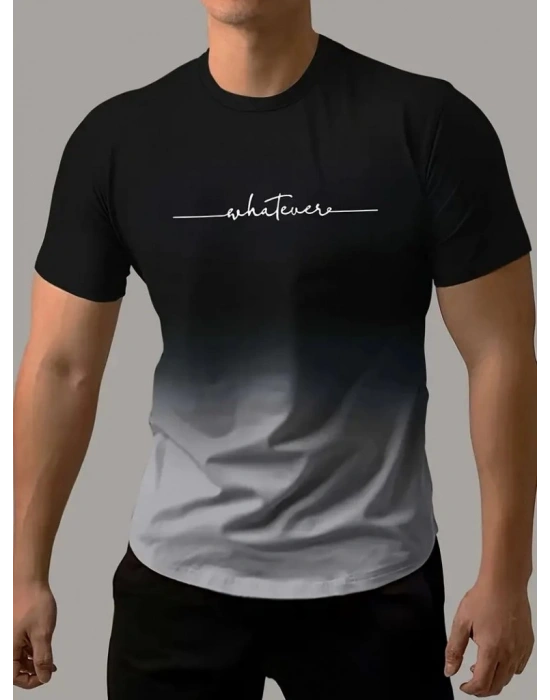 Erkek Kısa Kollu Bisiklet Yaka Baskılı Süprem Tshirt