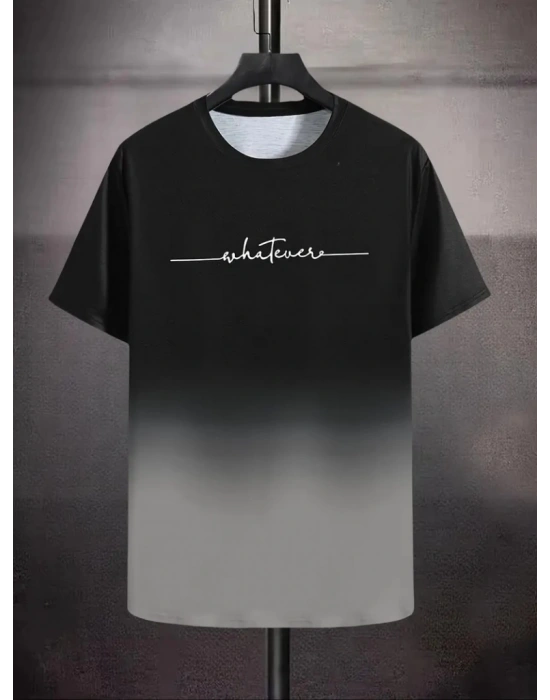 Erkek Kısa Kollu Bisiklet Yaka Baskılı Süprem Tshirt