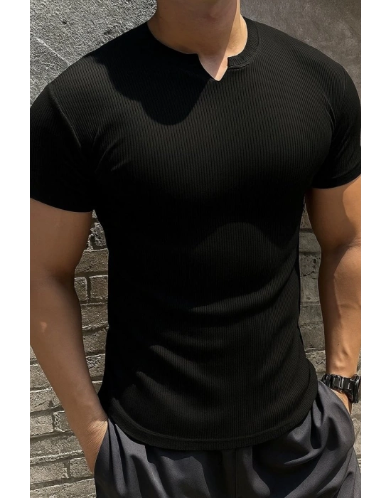 Erkek Kısa Kollu Bisiklet Yaka Burgu Tişört