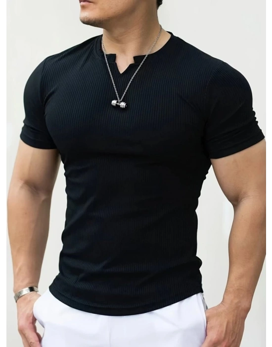 Erkek Kısa Kollu Bisiklet Yaka Burgu Tişört