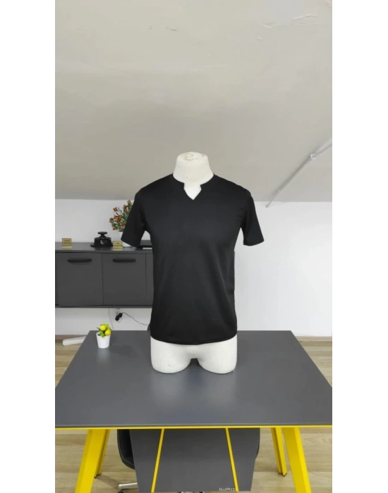 Erkek Kısa Kollu Bisiklet Yaka Burgu Tişört