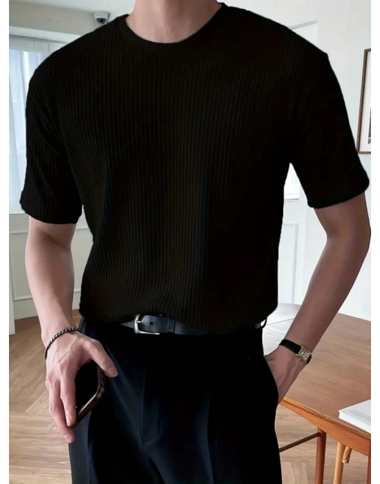 Erkek Kısa Kollu Bisiklet Yaka Triko Tişört