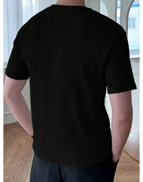 Erkek Kısa Kollu Bisiklet Yaka Triko Tişört