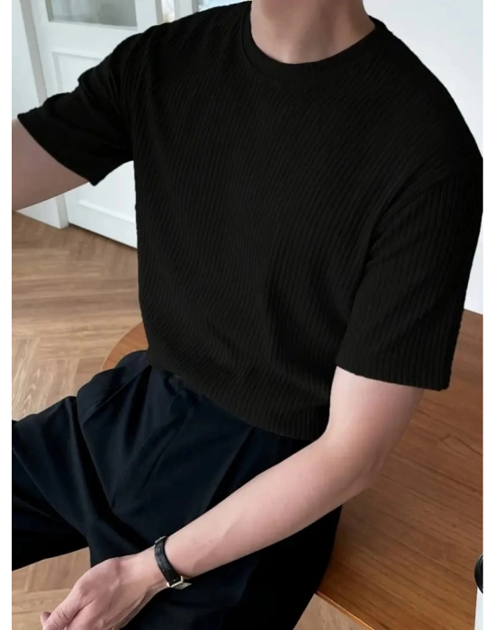 Erkek Kısa Kollu Bisiklet Yaka Triko Tişört