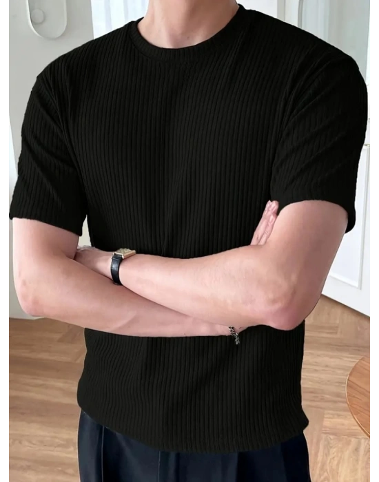 Erkek Kısa Kollu Bisiklet Yaka Triko Tişört