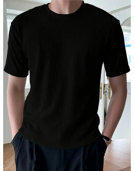 Erkek Kısa Kollu Bisiklet Yaka Triko Tişört